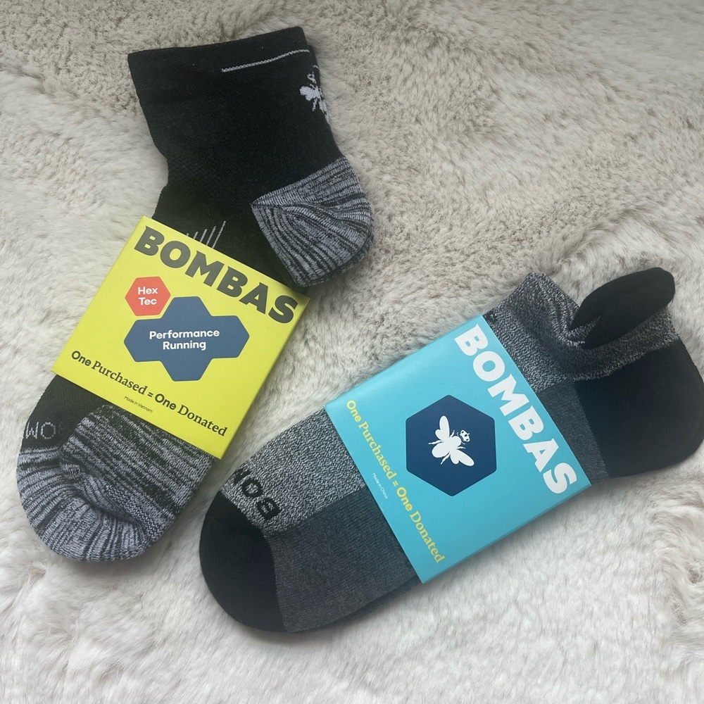 Bombas men’s running performance large ankle/quarter socks